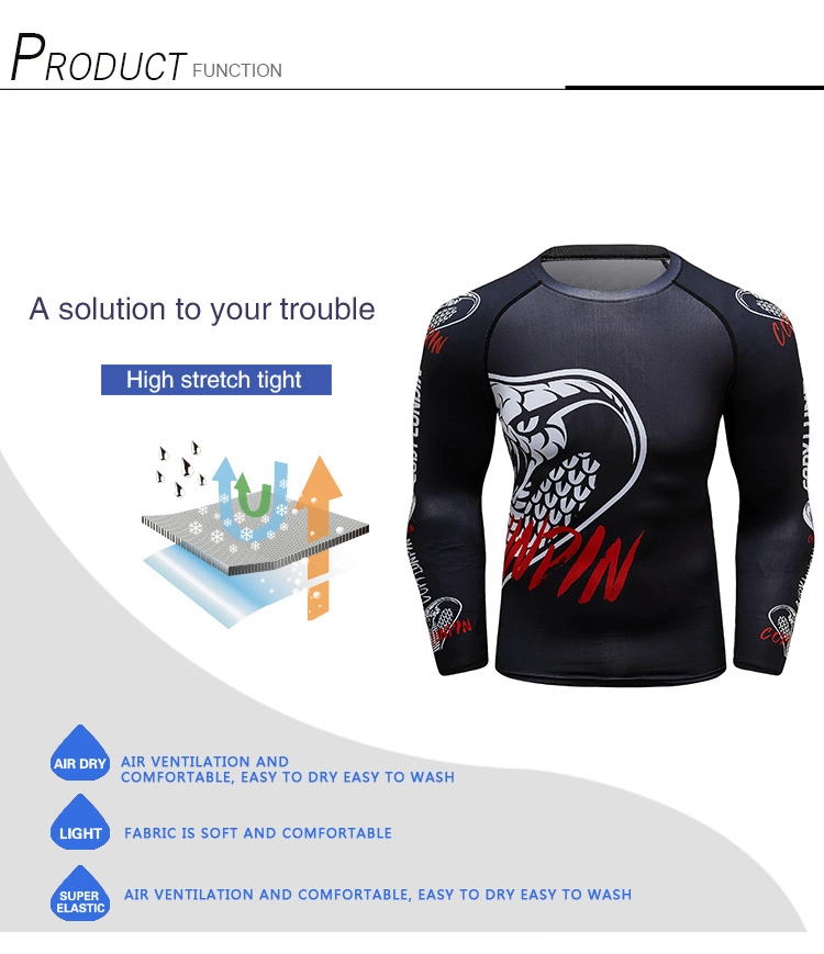 Custom Logo Sublimated Rash Guard Compression Printed Shirts for Men