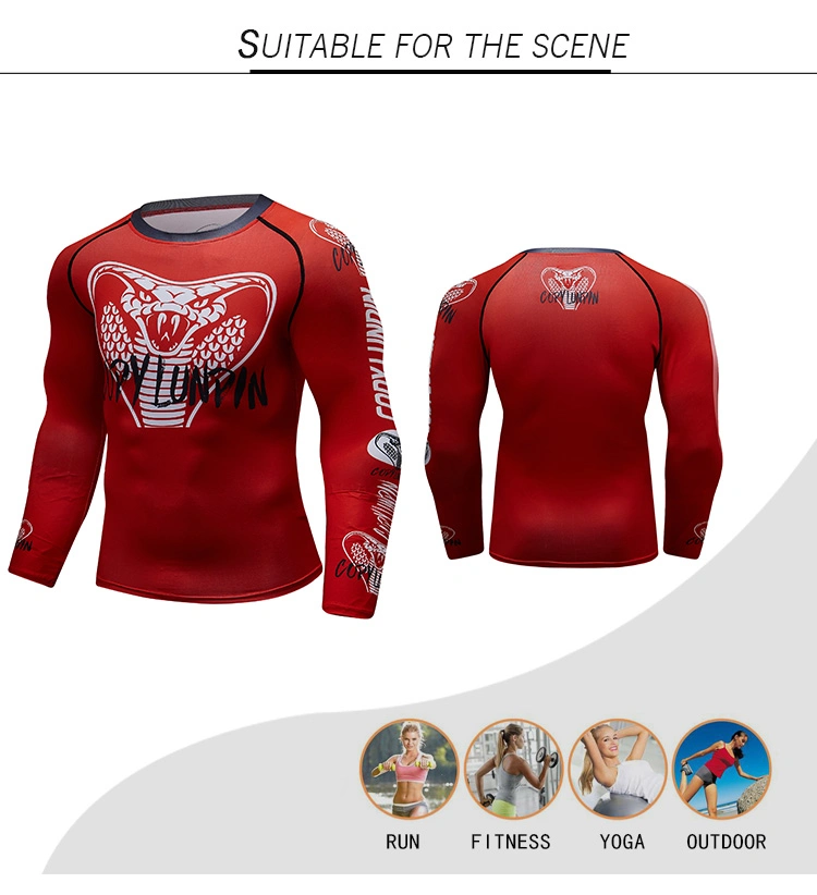 Custom Logo Sublimated Rash Guard Compression Printed Shirts for Men