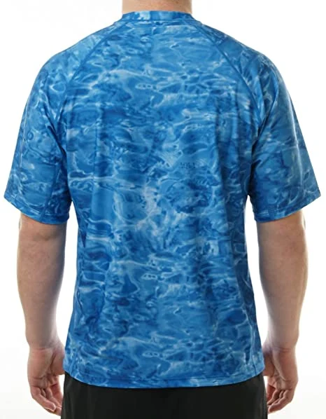 Mens Rash Guard Sun Shirt: Short Sleeve Swim Top Rashguard for Men